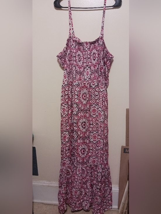 Roaman's Dresses & Skirts - Roaman's Pink Floral Print Long Maxi Dress with Spaghetti Straps 2x(26/28)  A-10